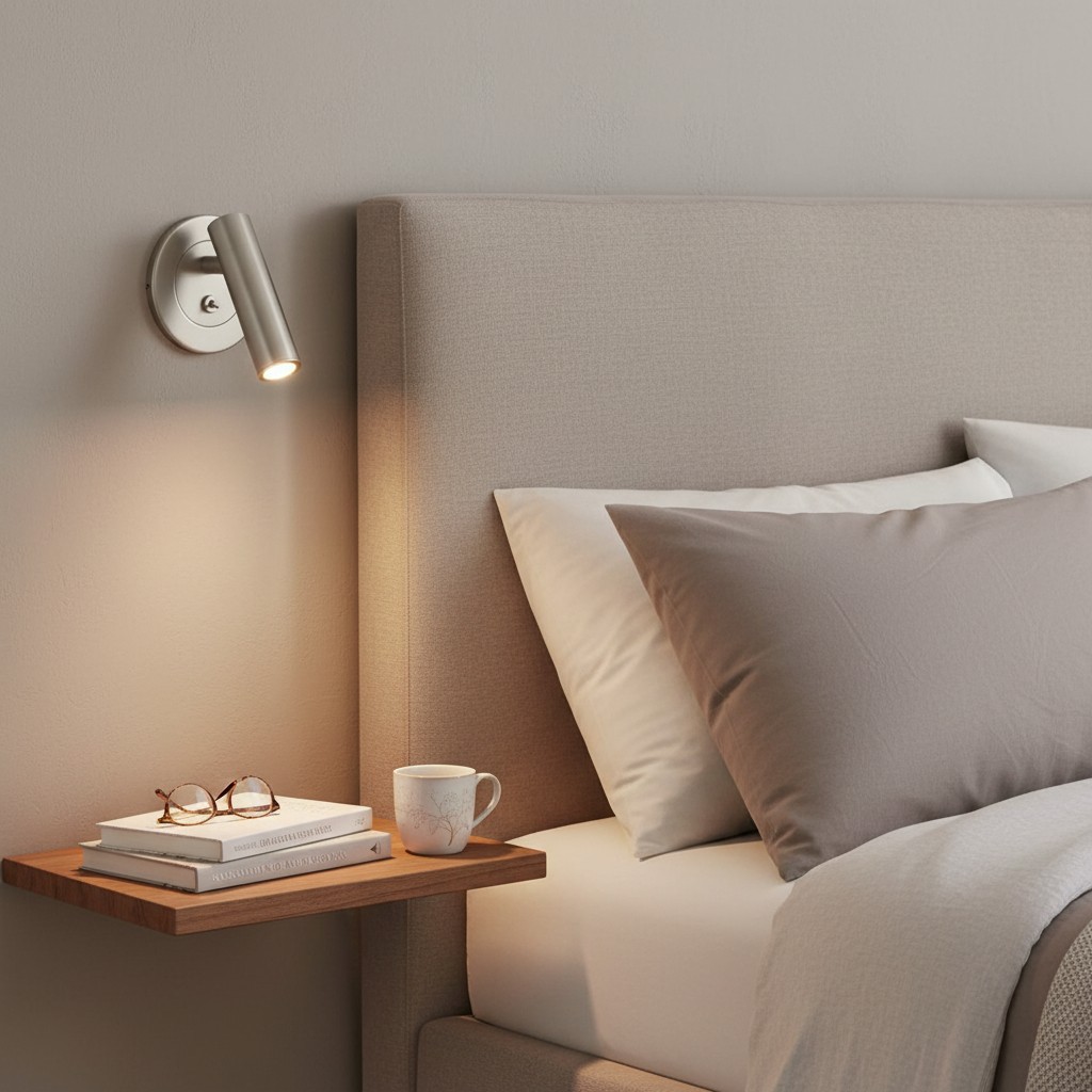 Slimlux wandlamp naast een bed