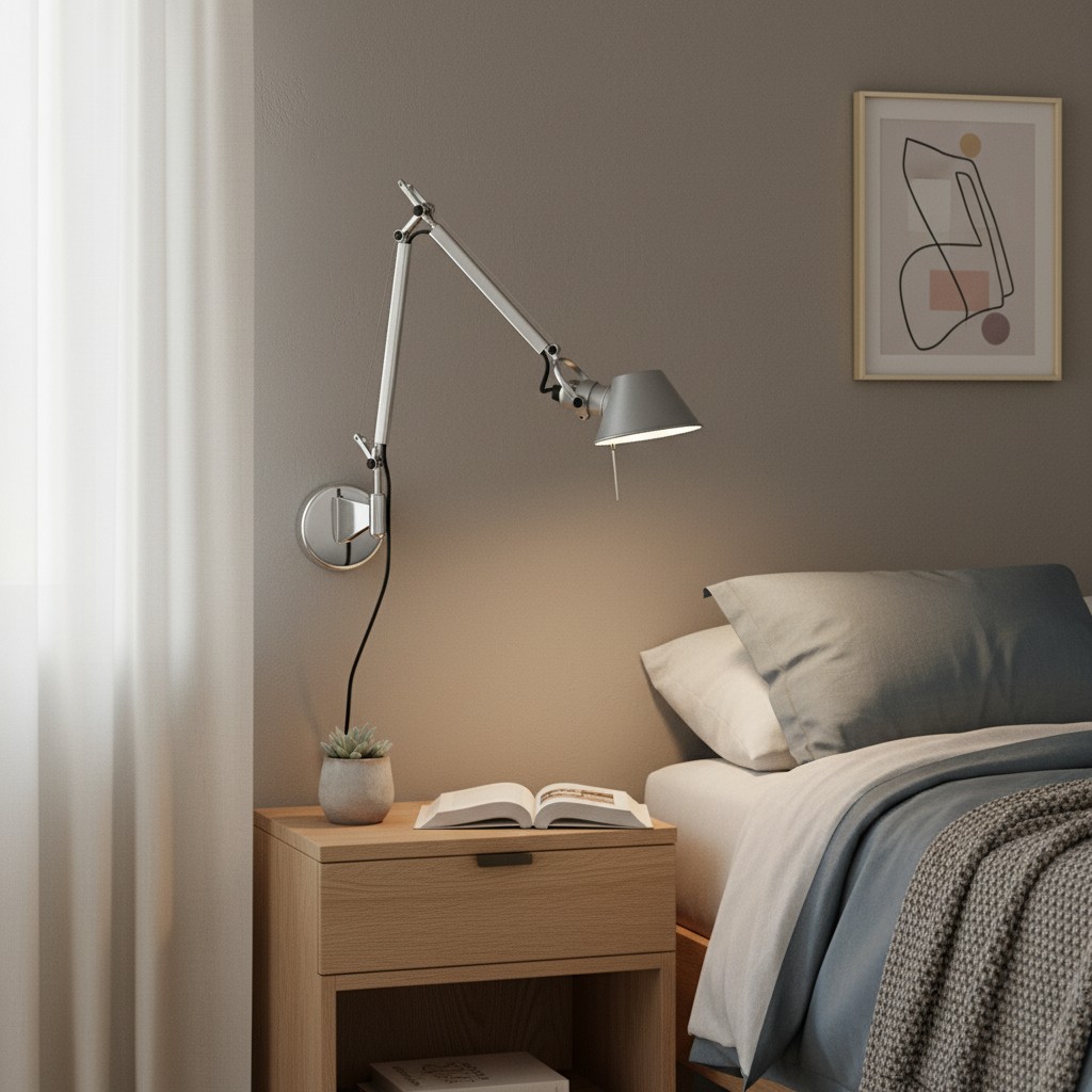 Wandlamp naast een bed