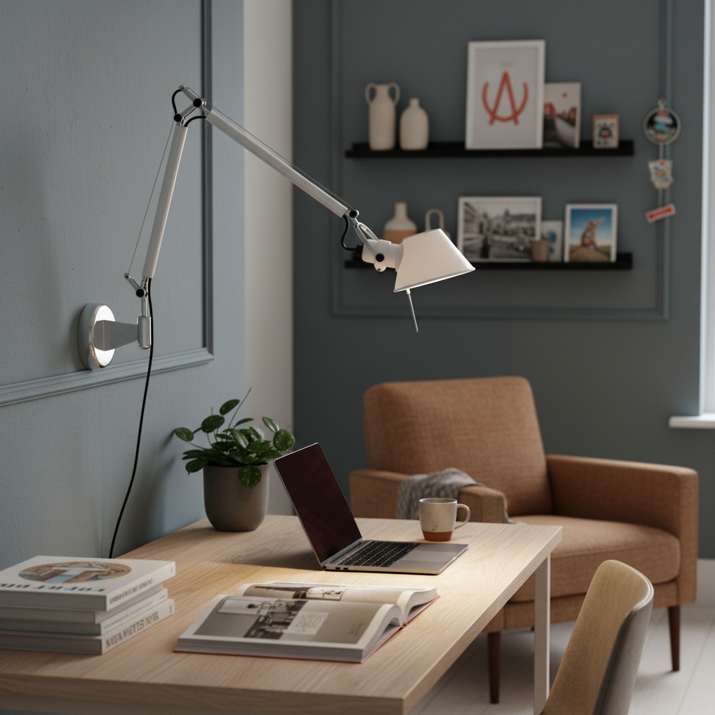 Wandlamp in een werkruimte