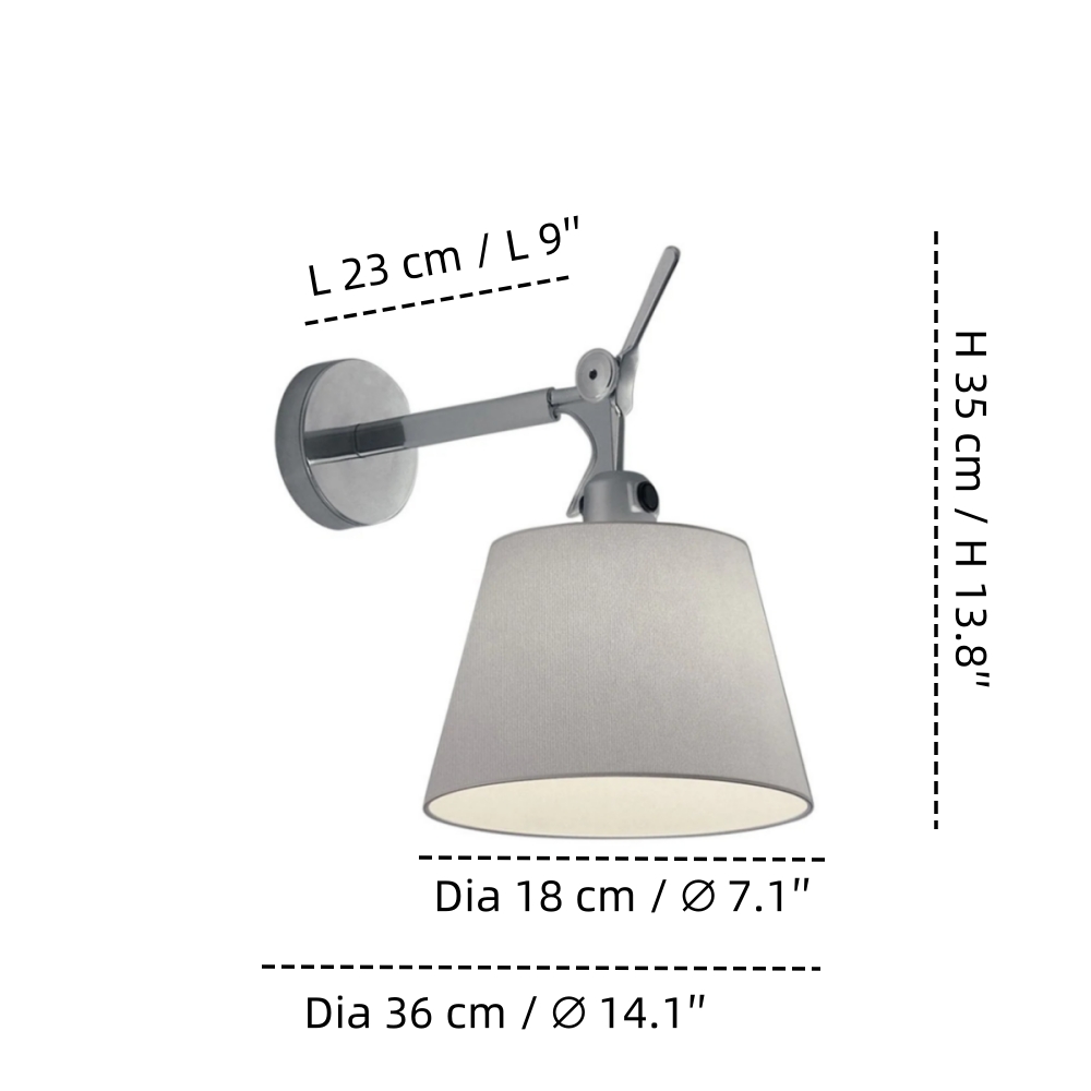 Nexoro wandlamp maatdiagram