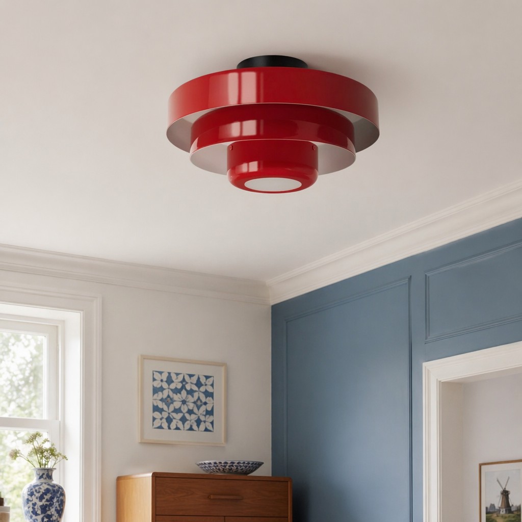 Rode Veleora plafondlamp in een kamer