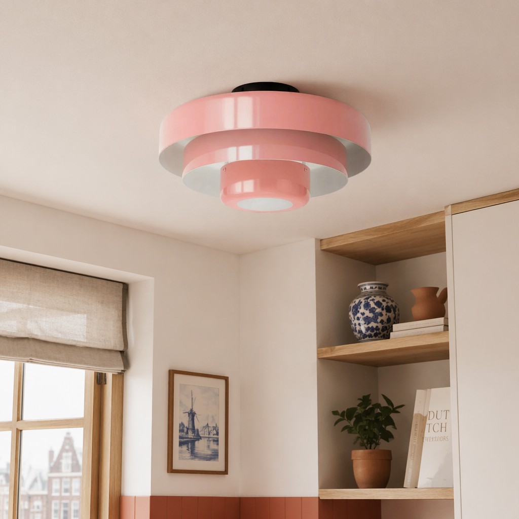 Roze Veleora plafondlamp in een interieur
