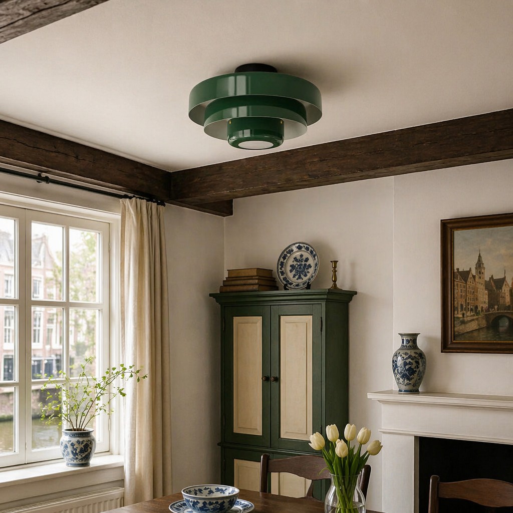 Groene Veleora plafondlamp in een klassiek interieur