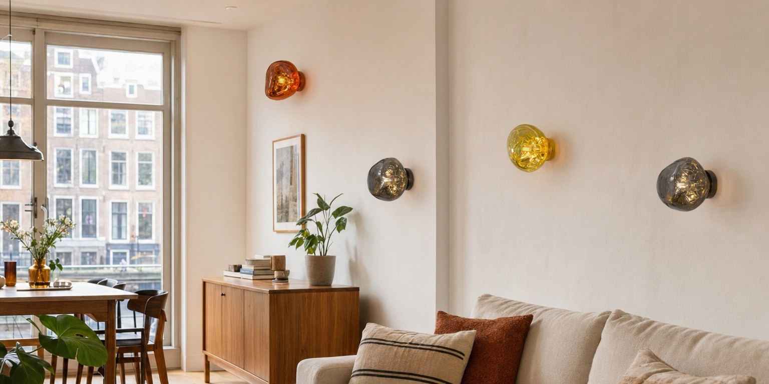 Lava wandlamp in een warme woonkamer