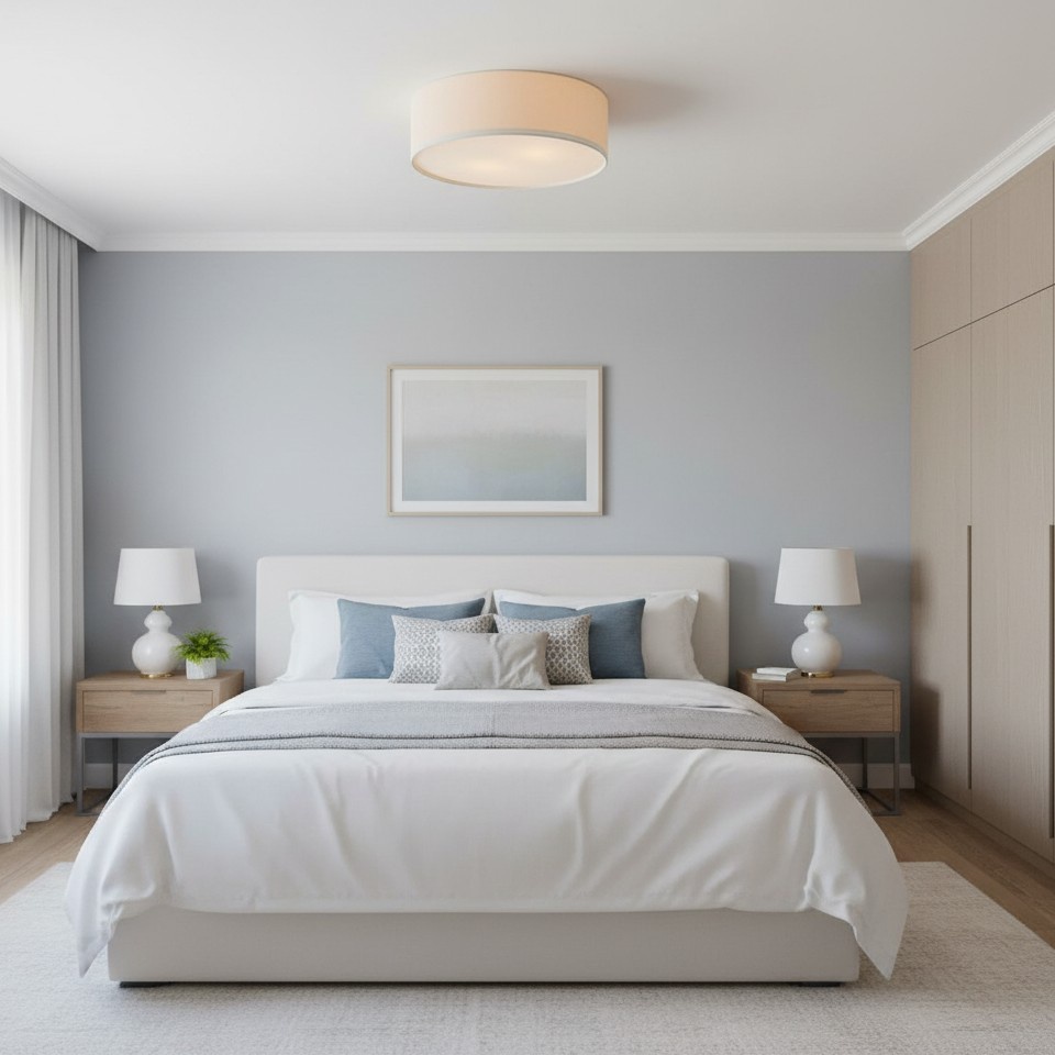 Inspiratiegalerij slaapkamer met plafondlamp