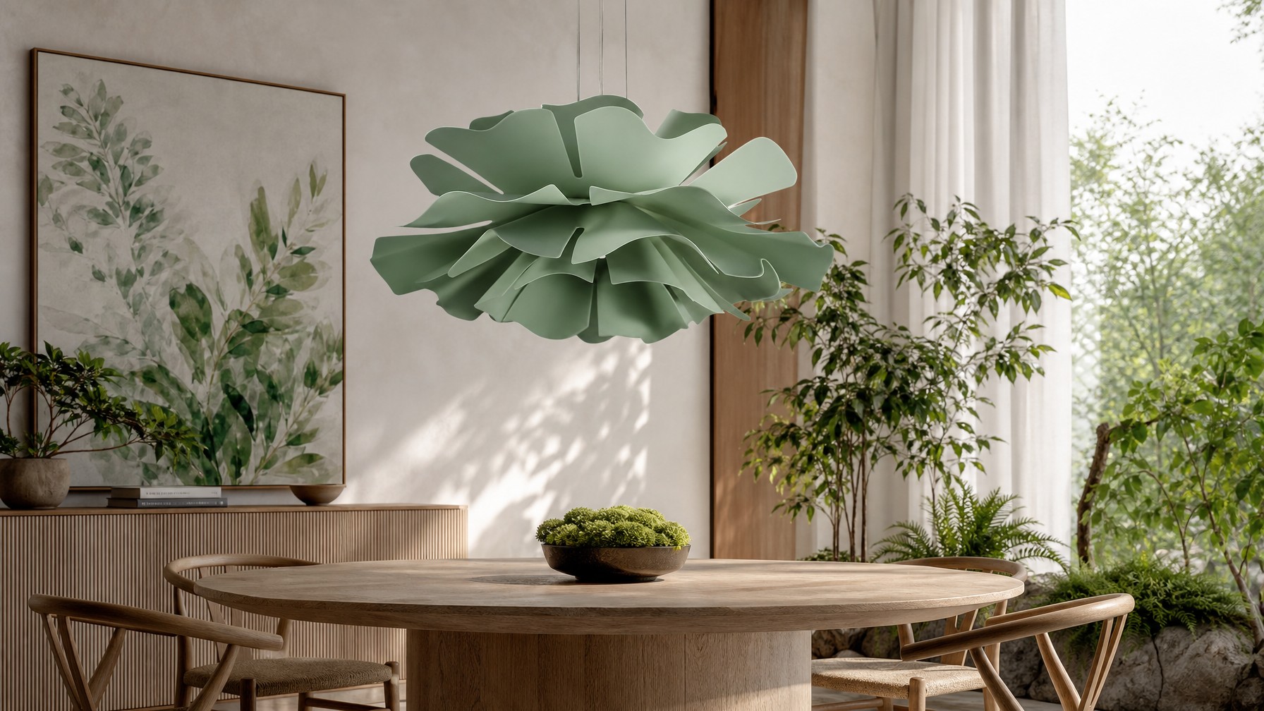 Saliegroen lotuslamp