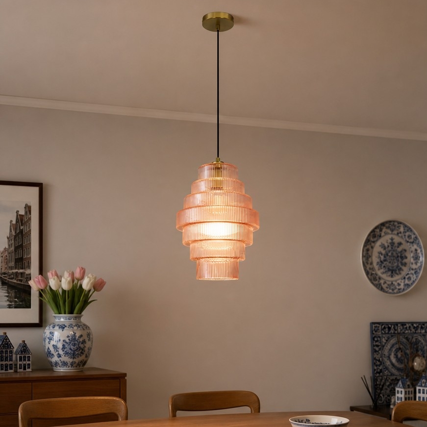 Kaleon hanglamp met licht aan