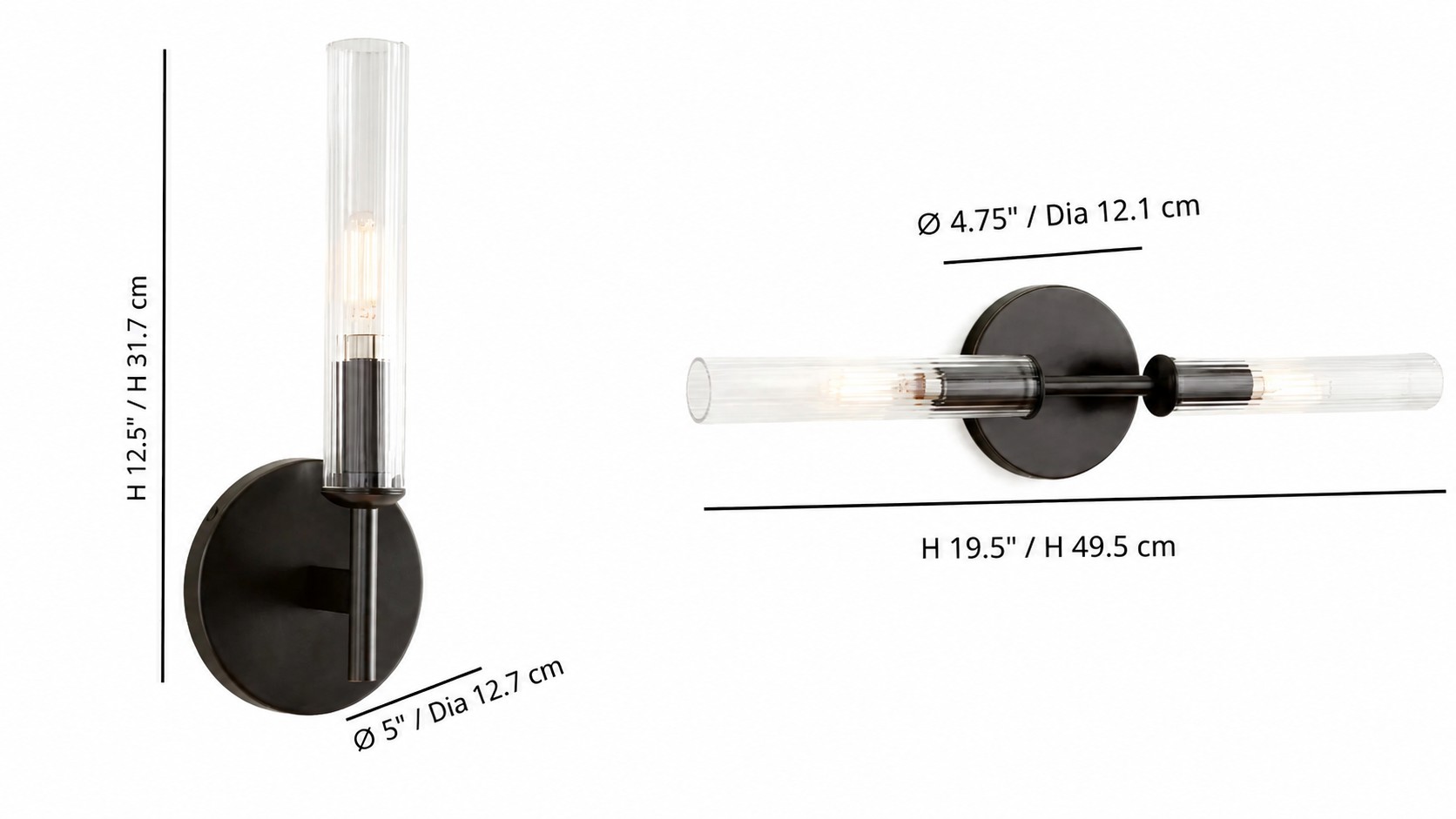 Maattabel Bravira wandlamp