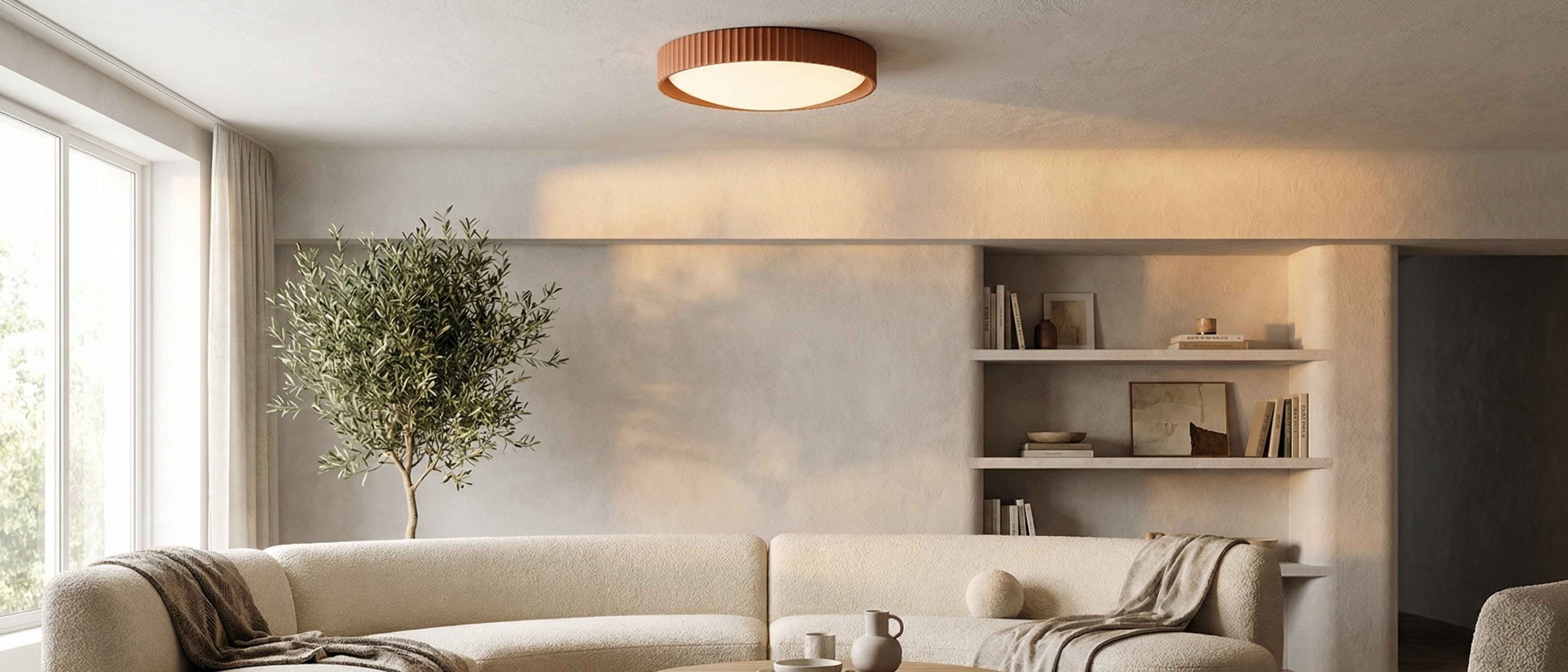 Acrion plafondlamp in een moderne woonkamer