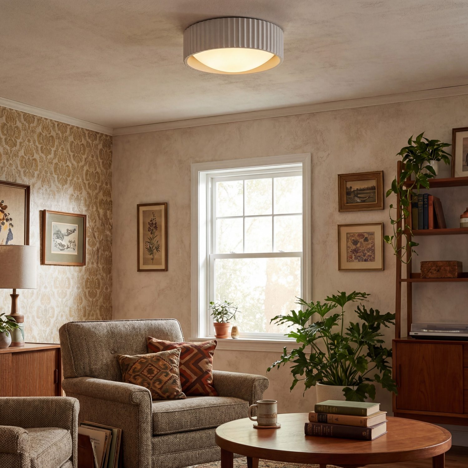 Acrion plafondlamp in een gezellige kamer