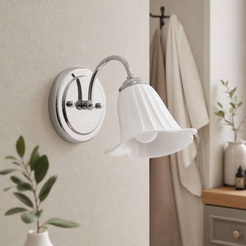 Close-up of the calla lily wall lamp in an interior