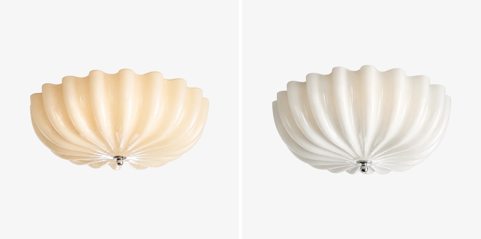 Crèmegele en crèmewitte uitvoering van de Durnic plafondlamp