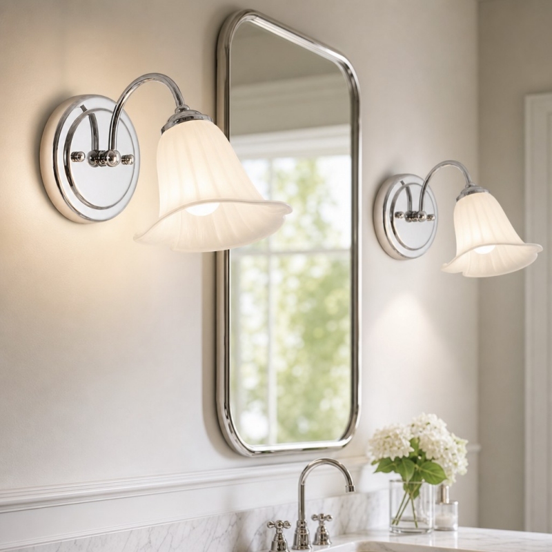 Callalelie wall lamp next to a mirror