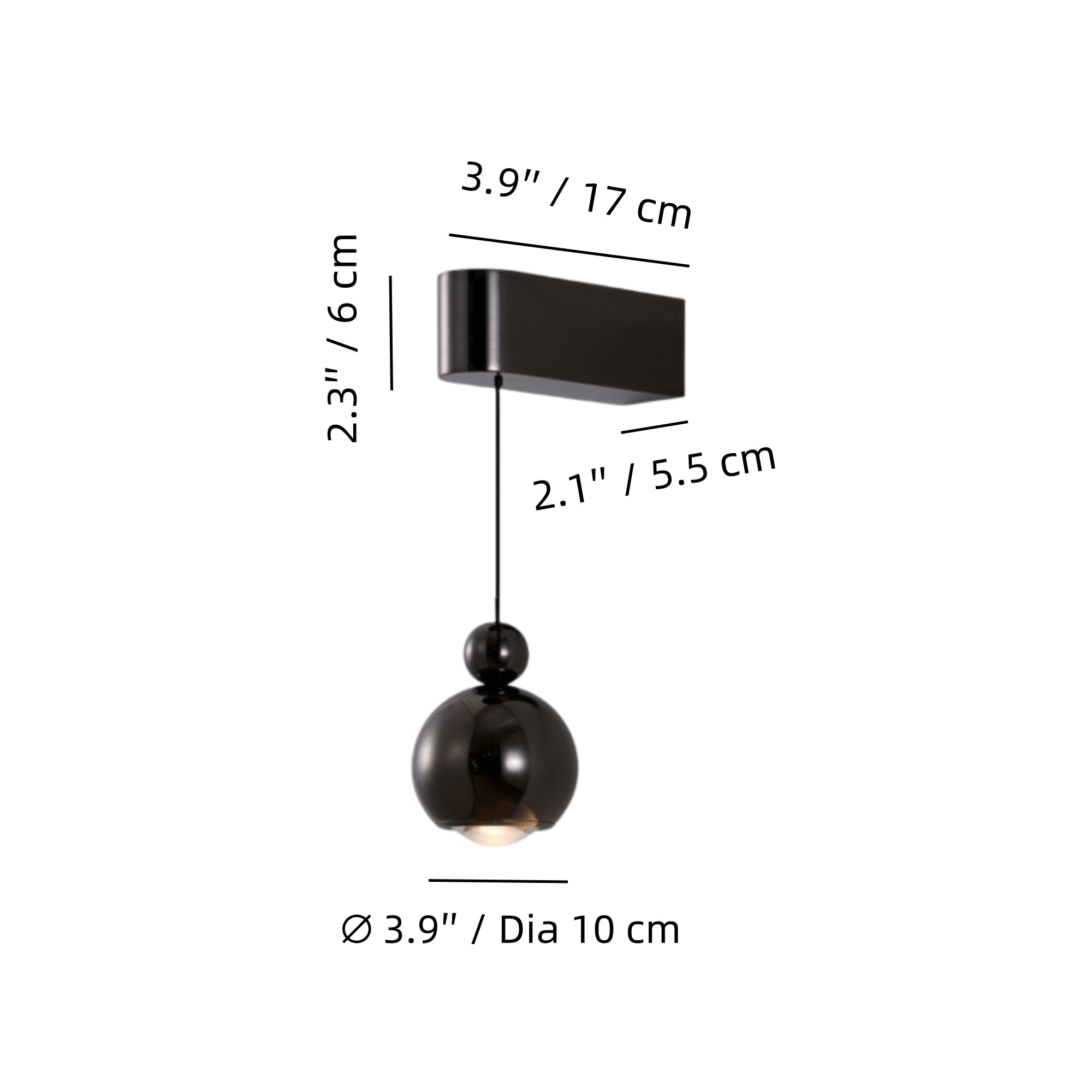 Afmetingen van de verstelbare wandlamp