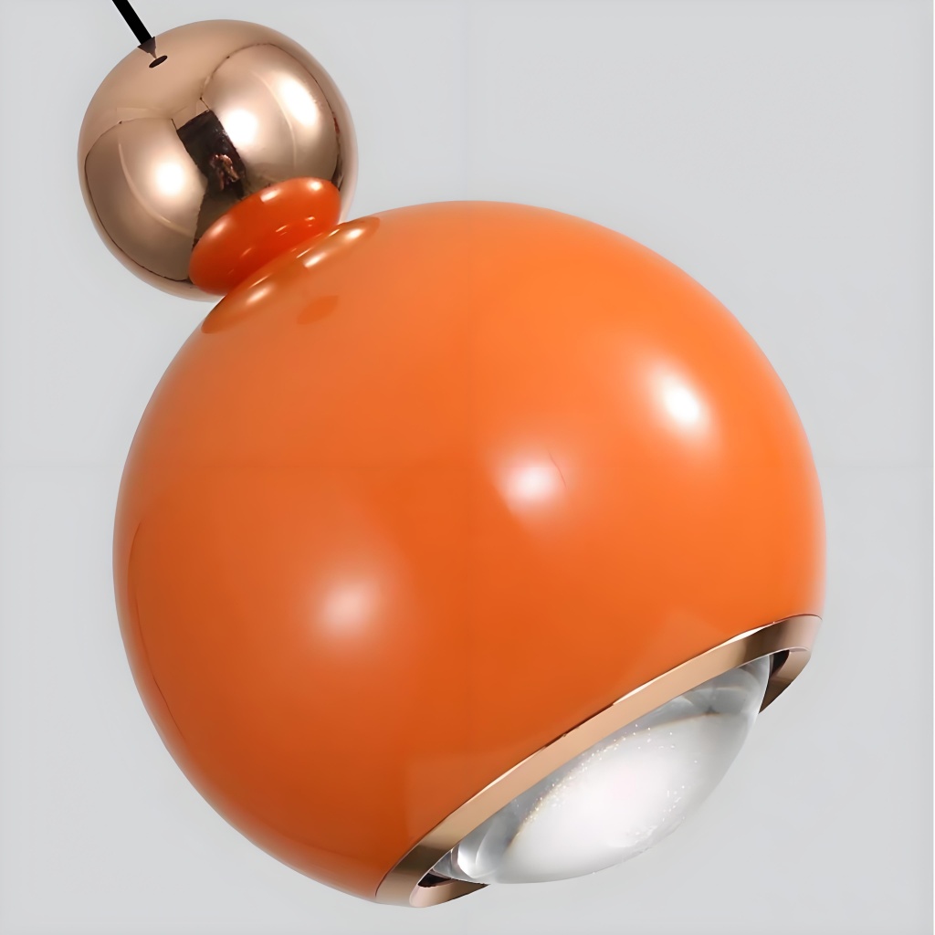 Verfijnd oranje bolvormig lampdetail