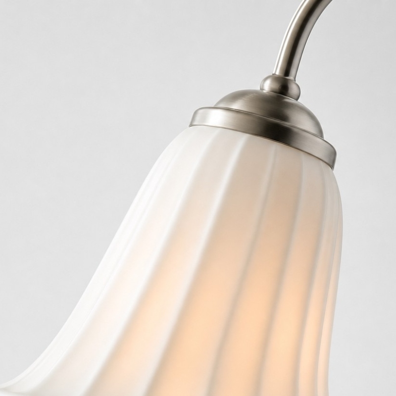 Detail of the illuminated ceramic calla lily shade