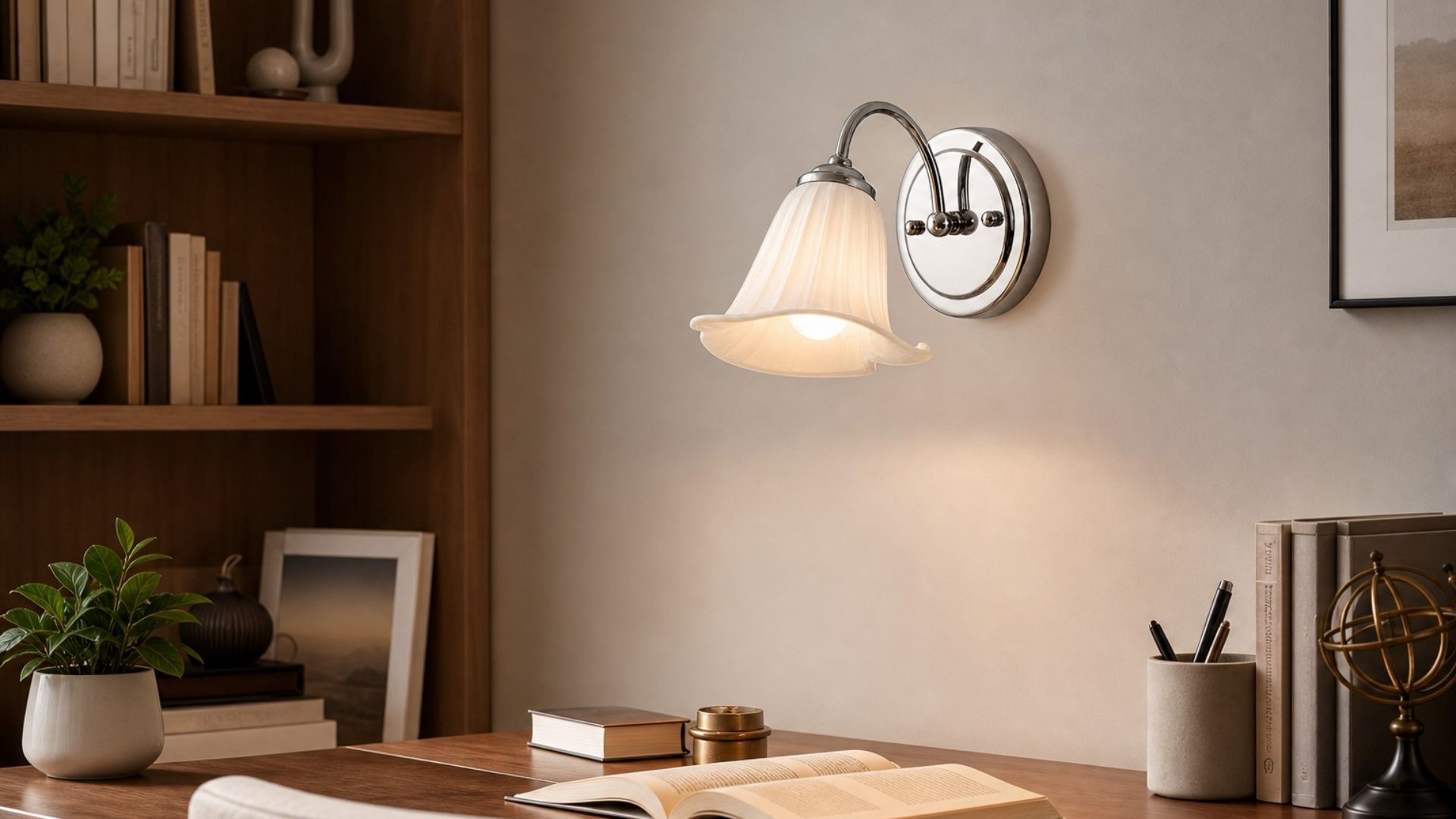 Callalelie wall lamp next to bedside table