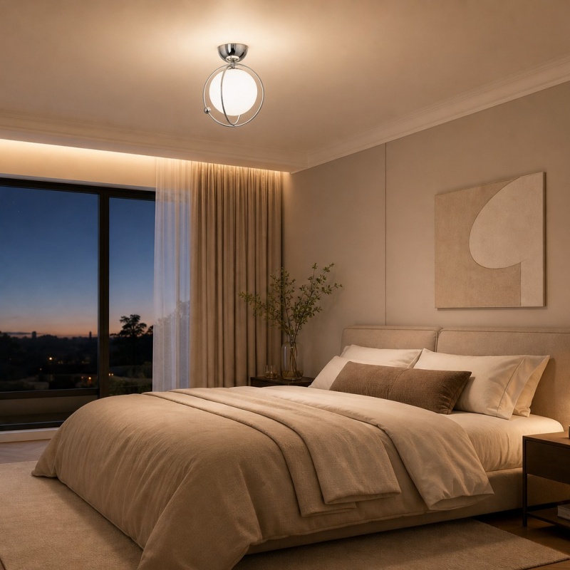 Kallera Planet plafondlamp in een slaapkamer