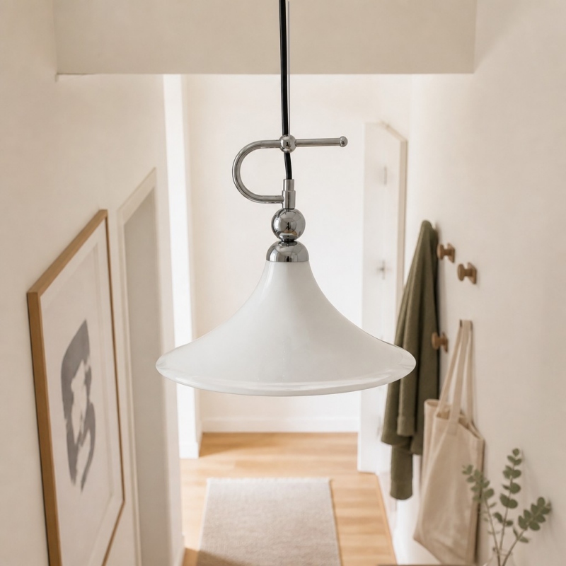 Magnolia hanglamp in een gang