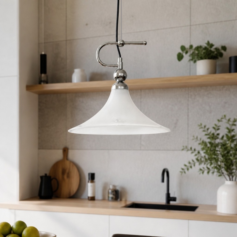 Magnolia hanglamp in een keuken