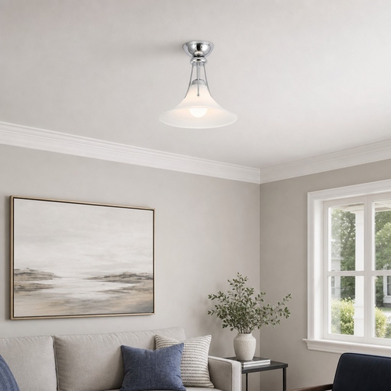 Lampada da soffitto Kallera Magnolia in soggiorno