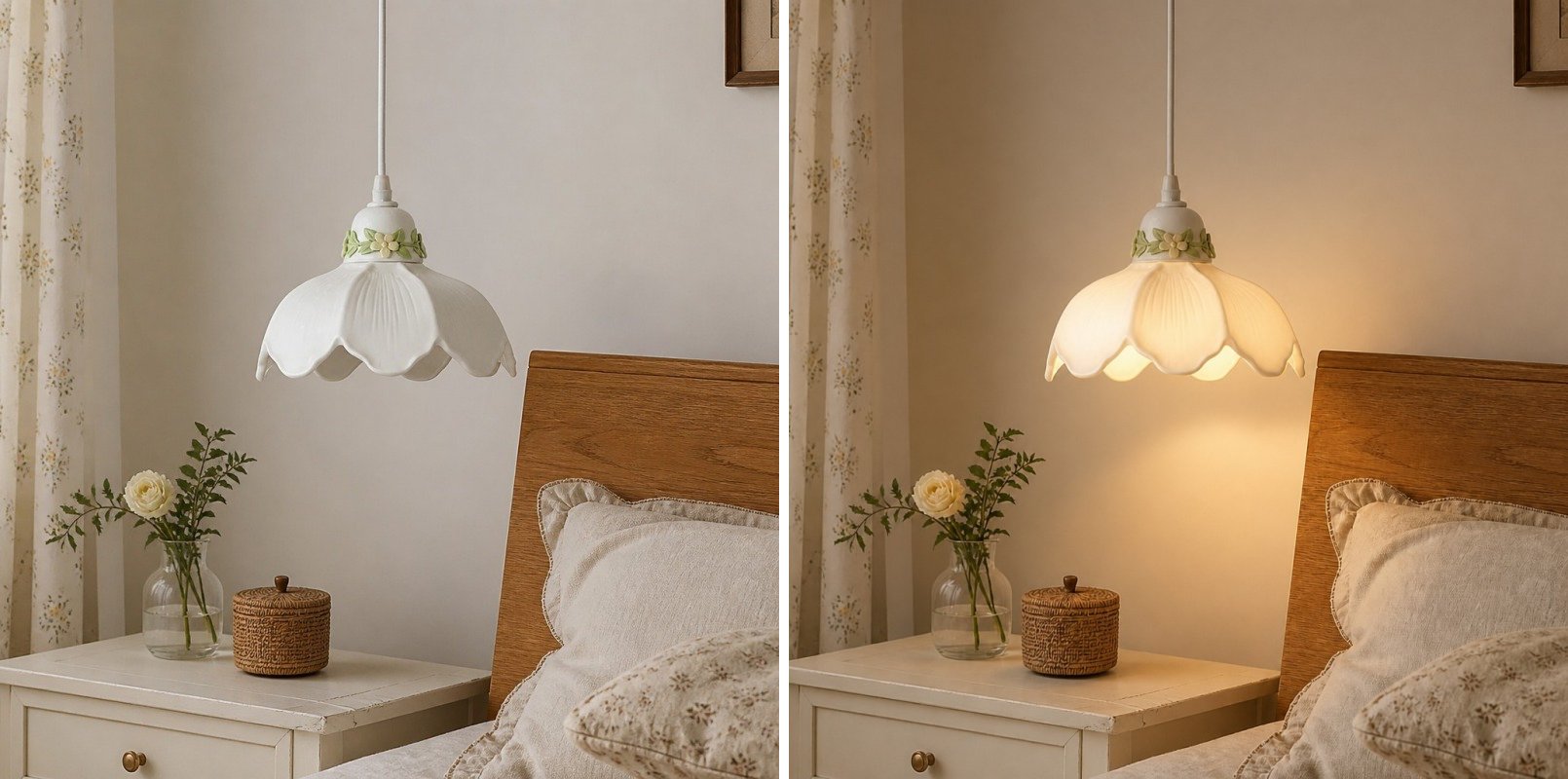 Switch light comparison for the Cazelle pendant lamp