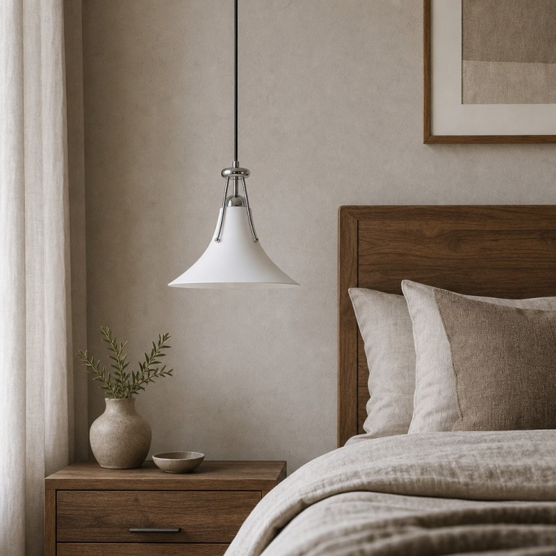 Magnolia hanglamp in slaapkamer
