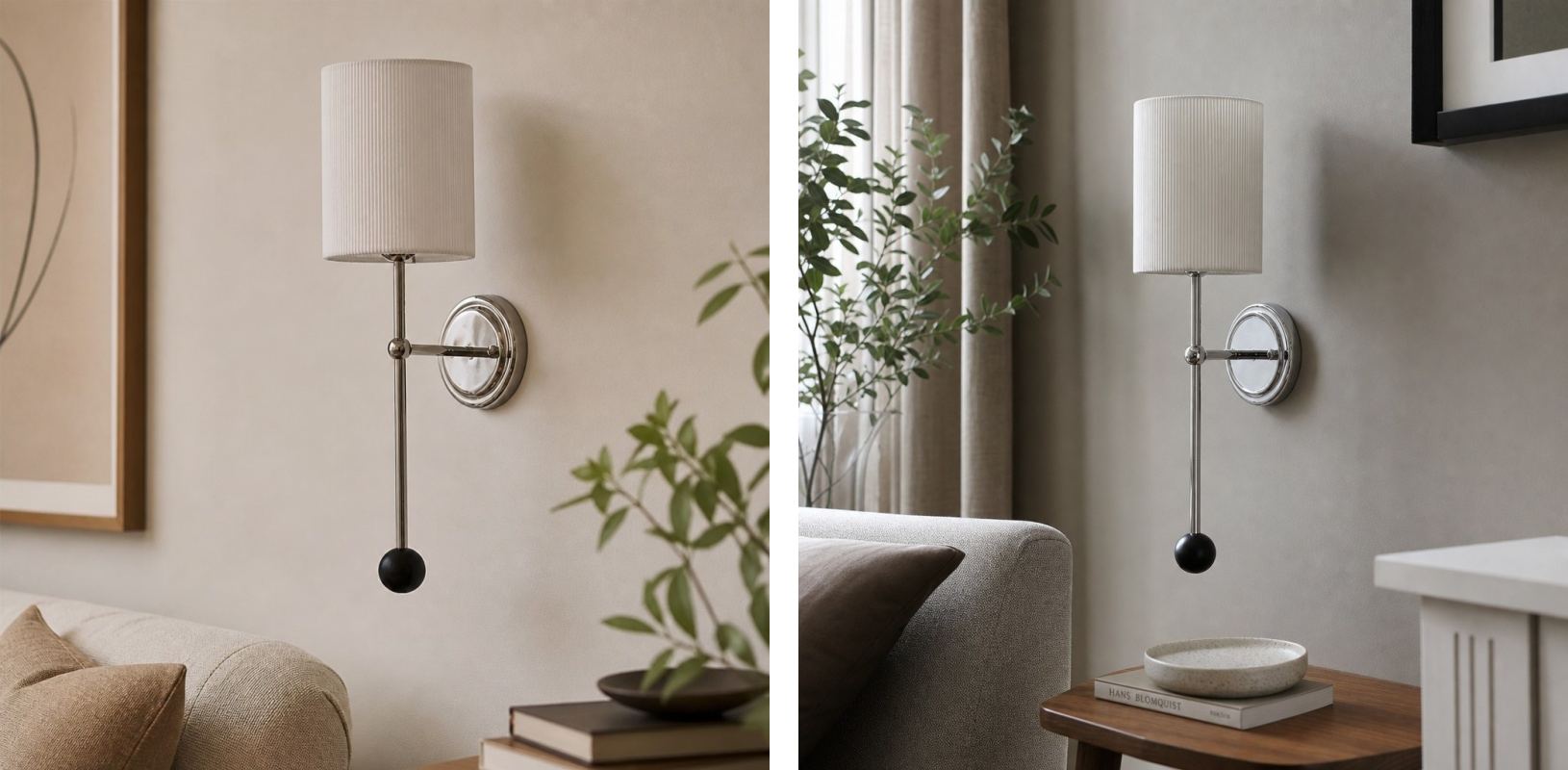 Cumoris wandlamp in twee interieurstijlen