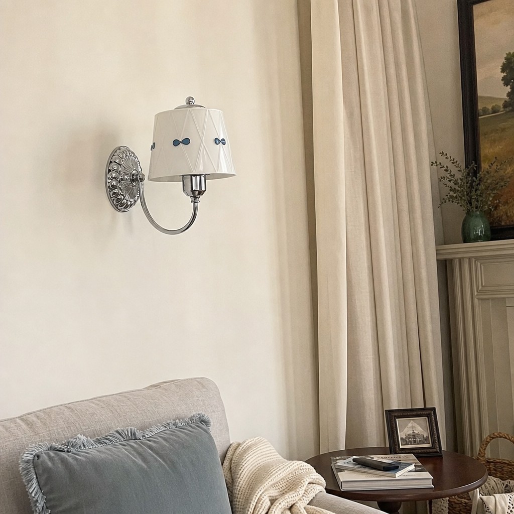 Billa wandlamp boven een salontafel