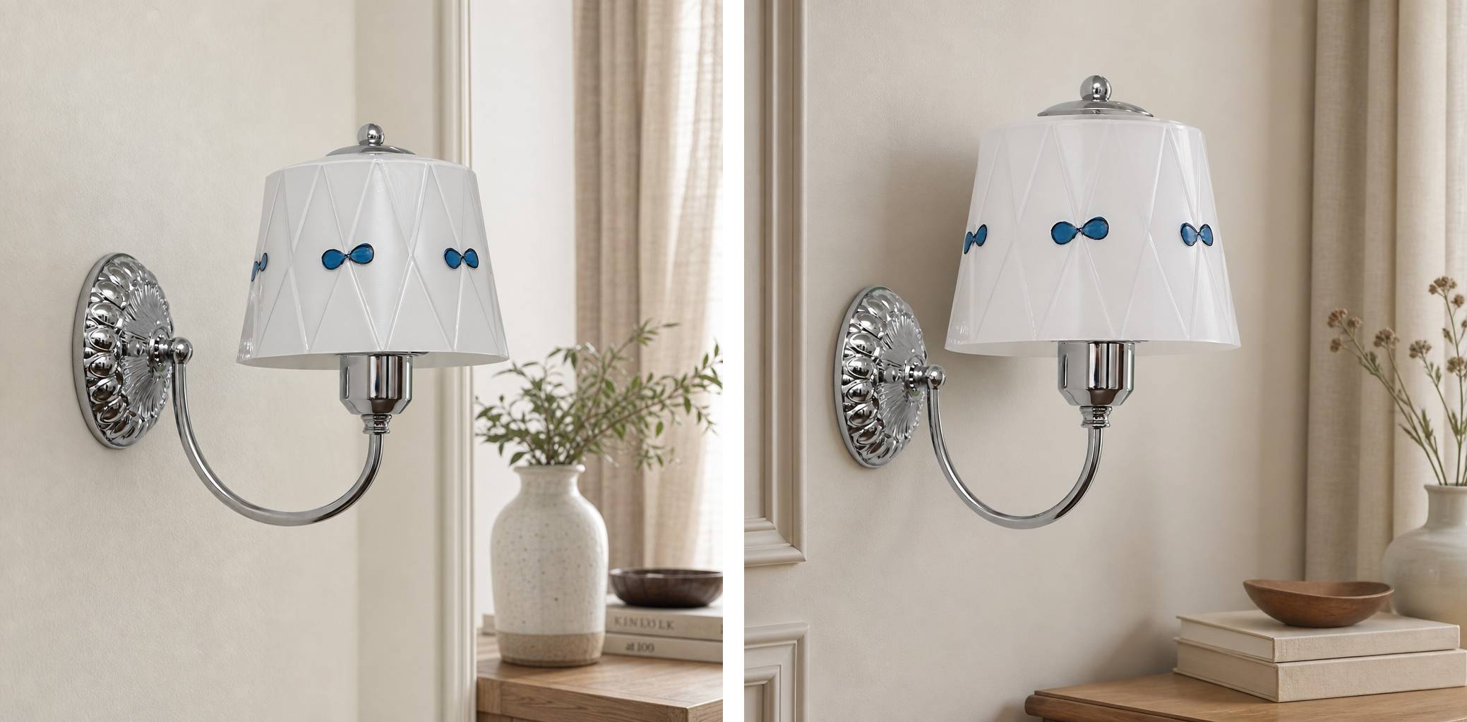 Billa wandlamp in twee bijpassende interieurs