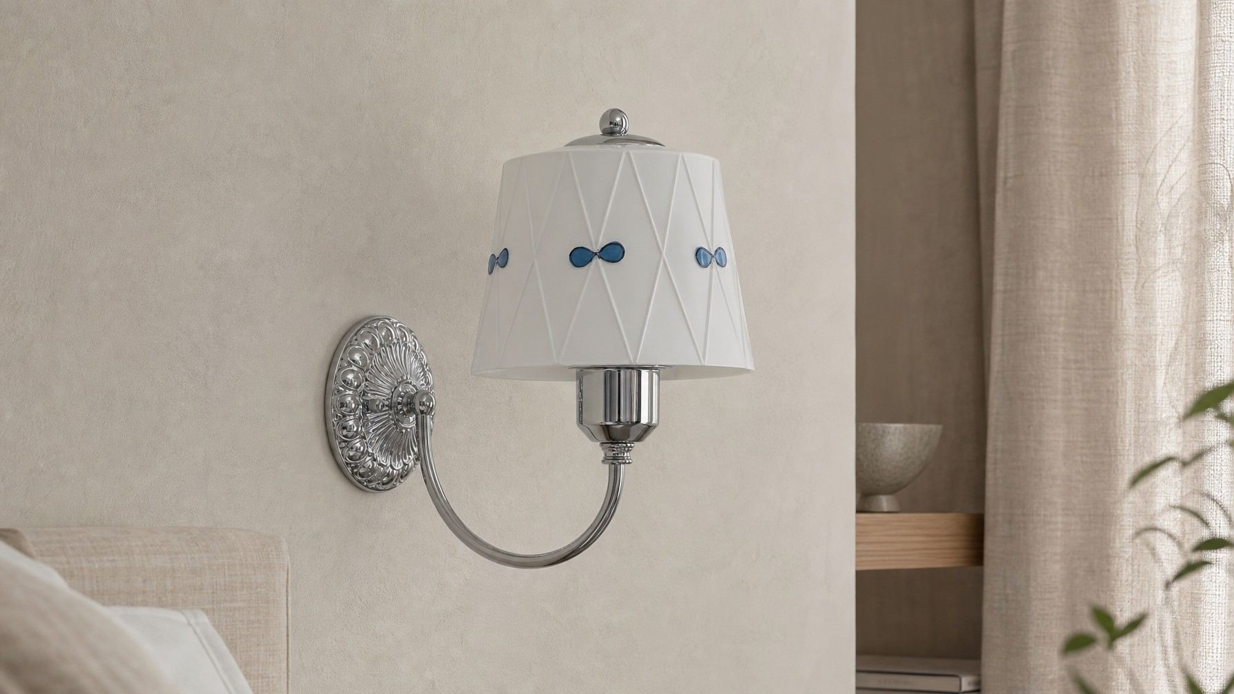 Billa Bow Knot Glass Wall Lamp in een slaapkamer