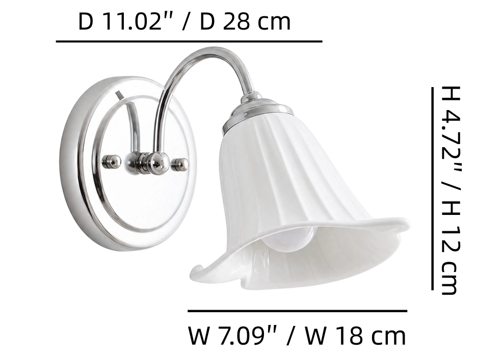 Dimensions of the calla lily wall lamp