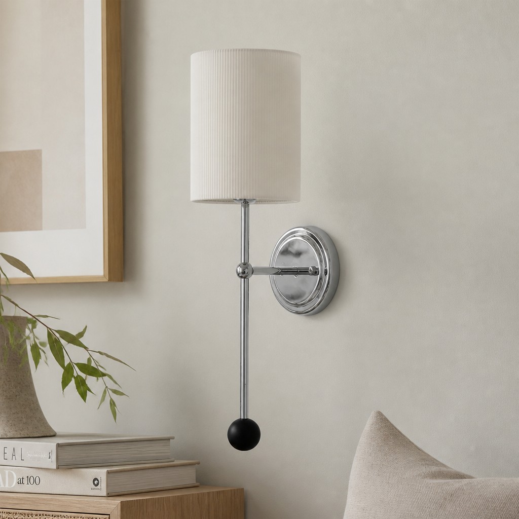 Cumoris wandlamp met witte geplooide kap