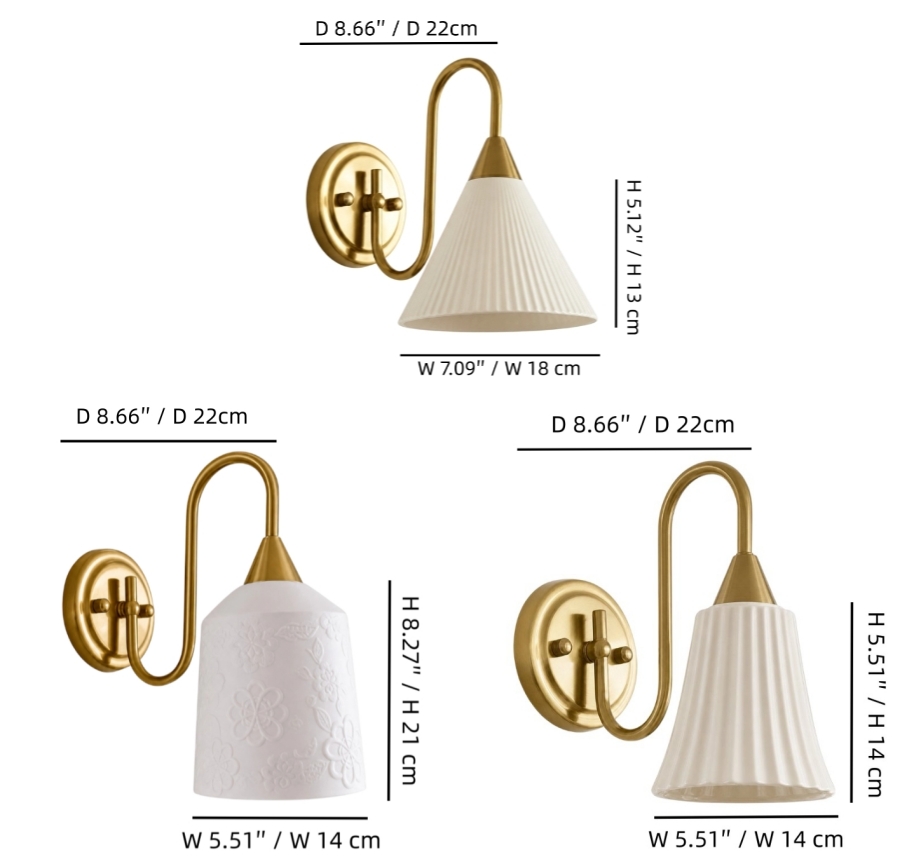 Afmetingen van de Celvane wandlamp
