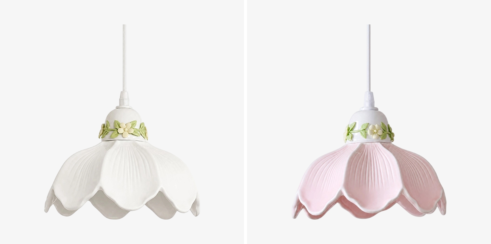 White and pink Cazelle pendant lamp color options