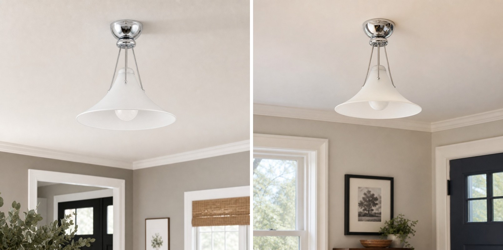 Lampada da soffitto Kallera Magnolia in due interni
