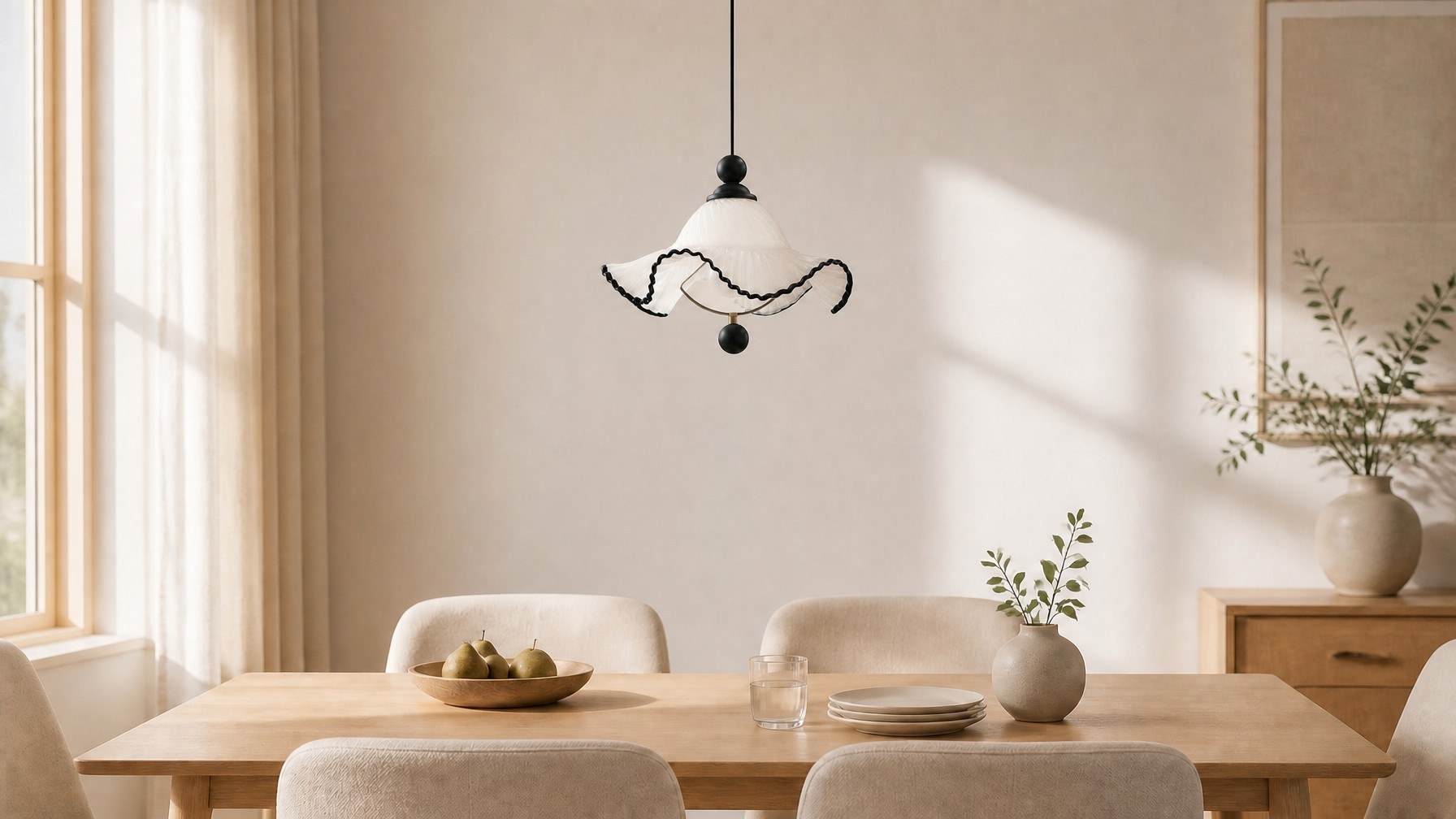 Cazelle hanglamp boven een eettafel