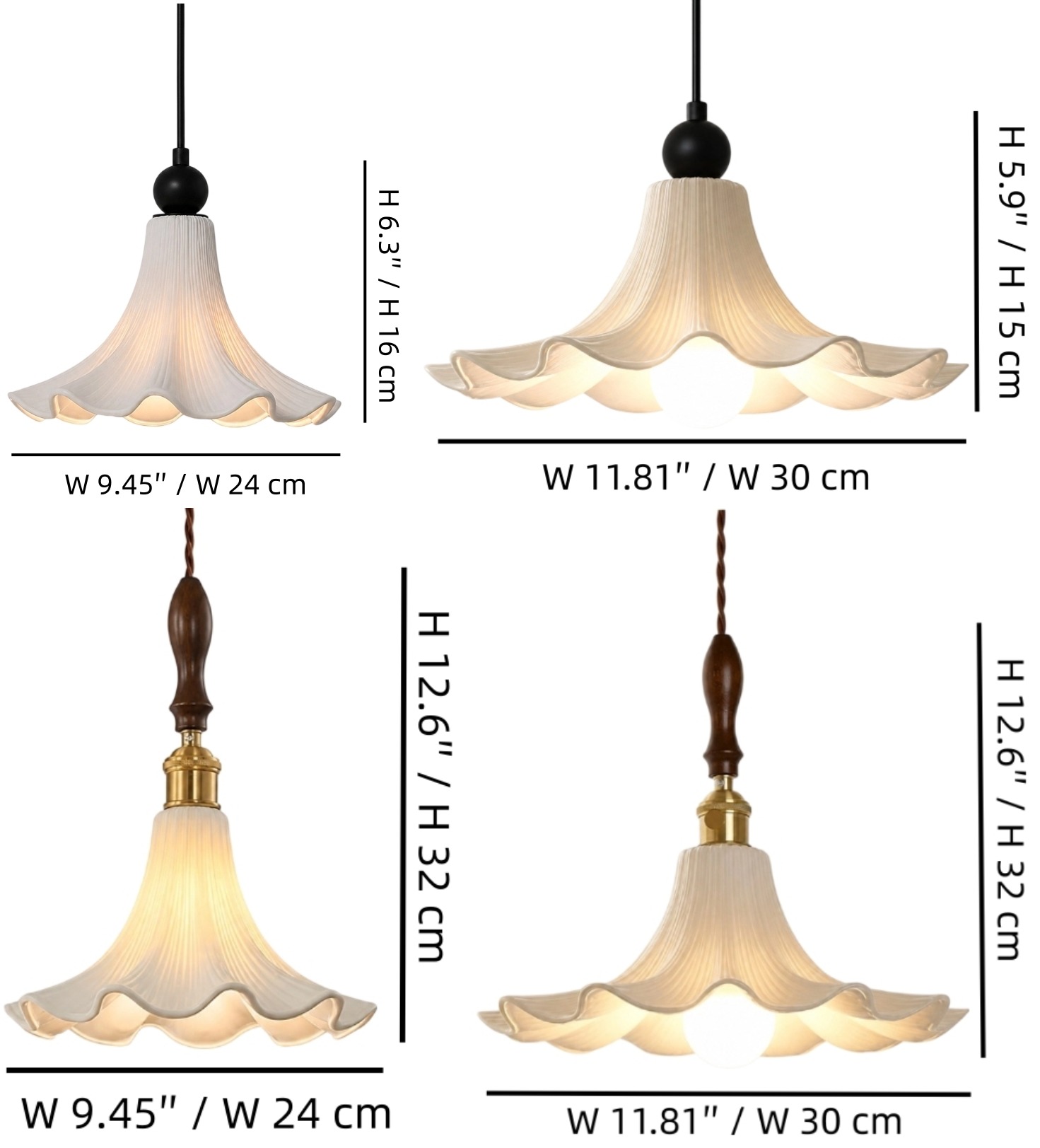Afmetingen van de Cazelle bloemhanglamp
