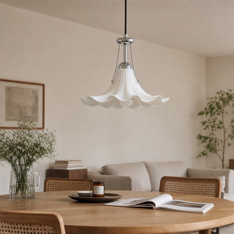 Cazelle hanglamp boven tafel in lichte woonkamer
