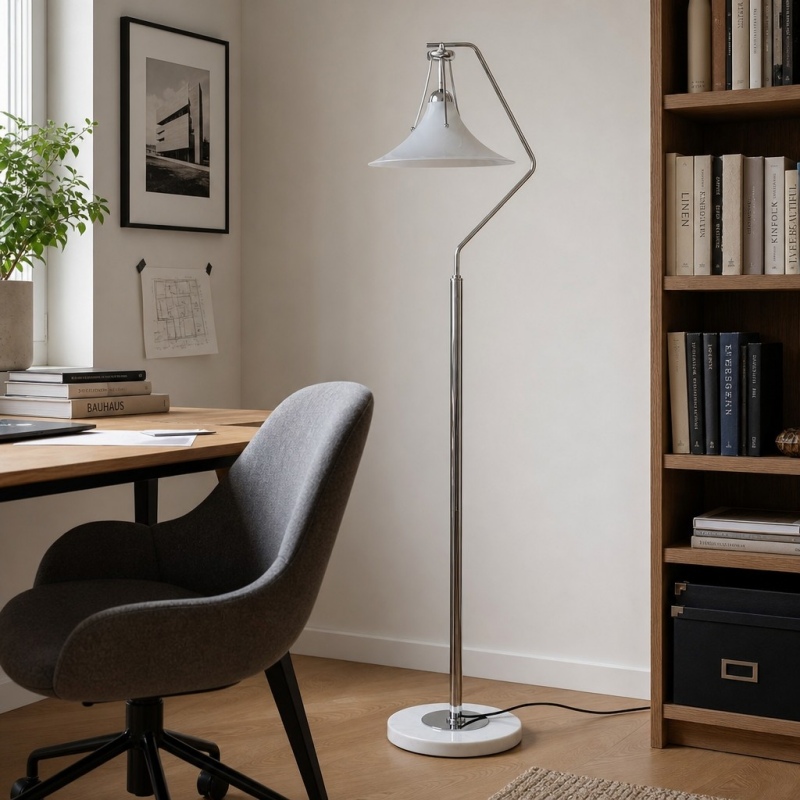 Magnolia vloerlamp bij een bureau
