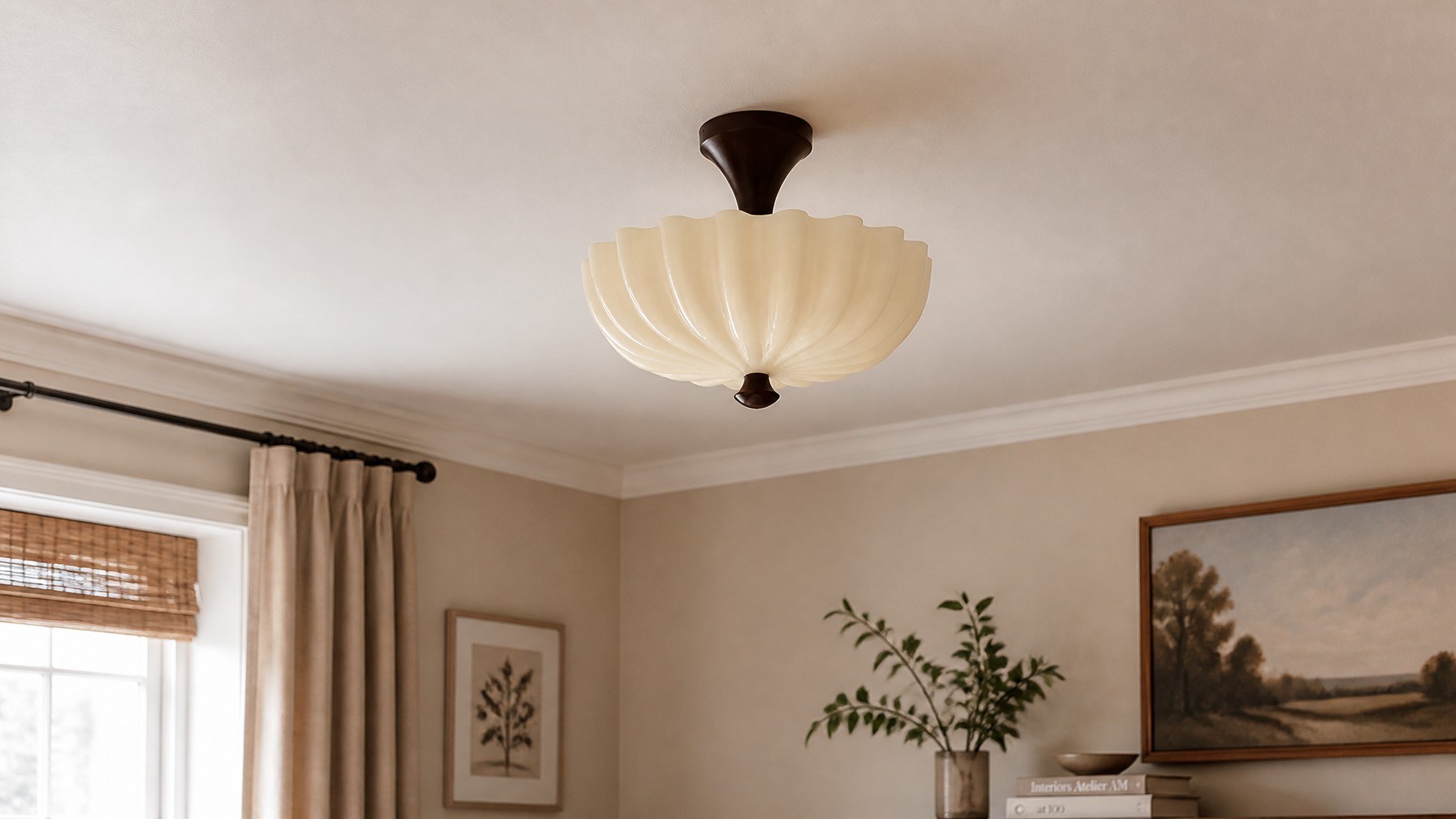 Durnic Cream Style Ceiling Light in een warm interieur