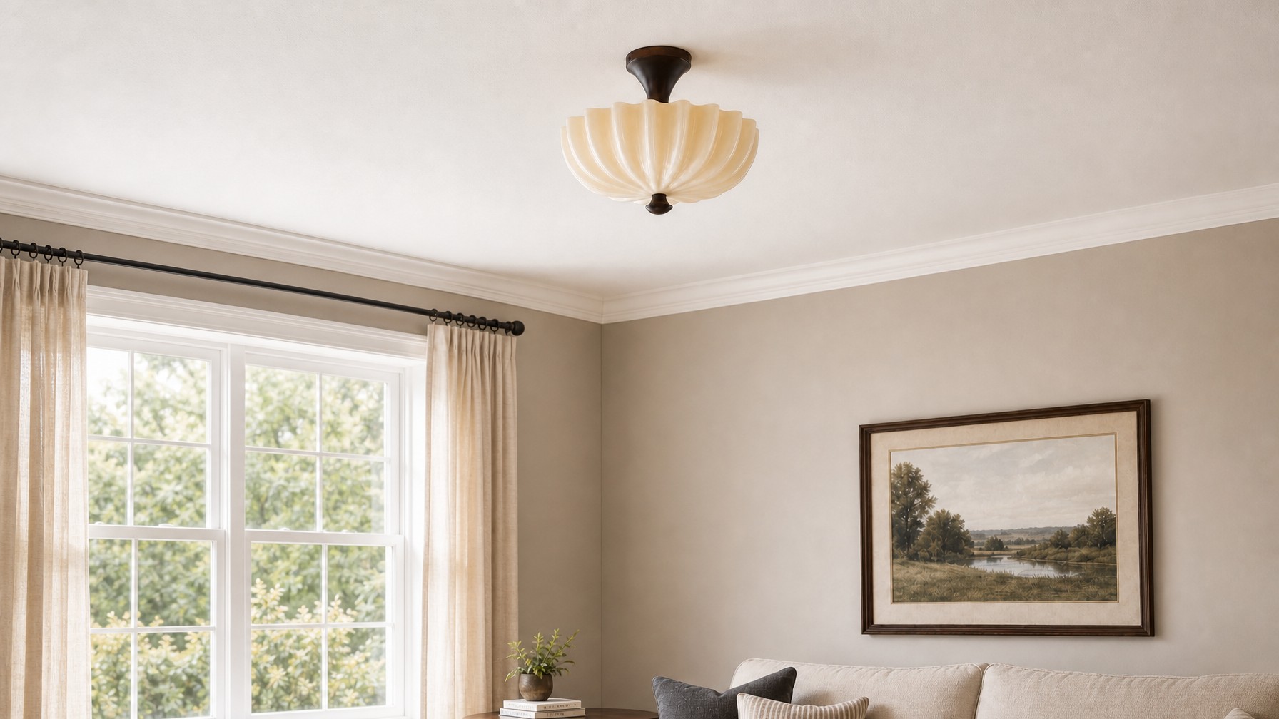 Durnic plafondlamp in woonkamer