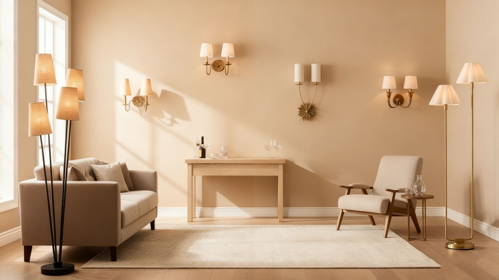 Duova-serie met bijpassende lampen in een woonkamer