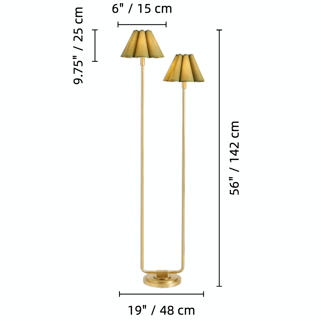 Afmetingen van de Duova vloerlamp