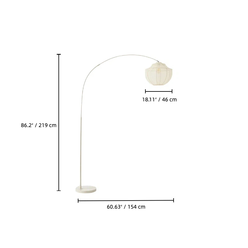 Maataanduiding van de Lumifil boogvloerlamp