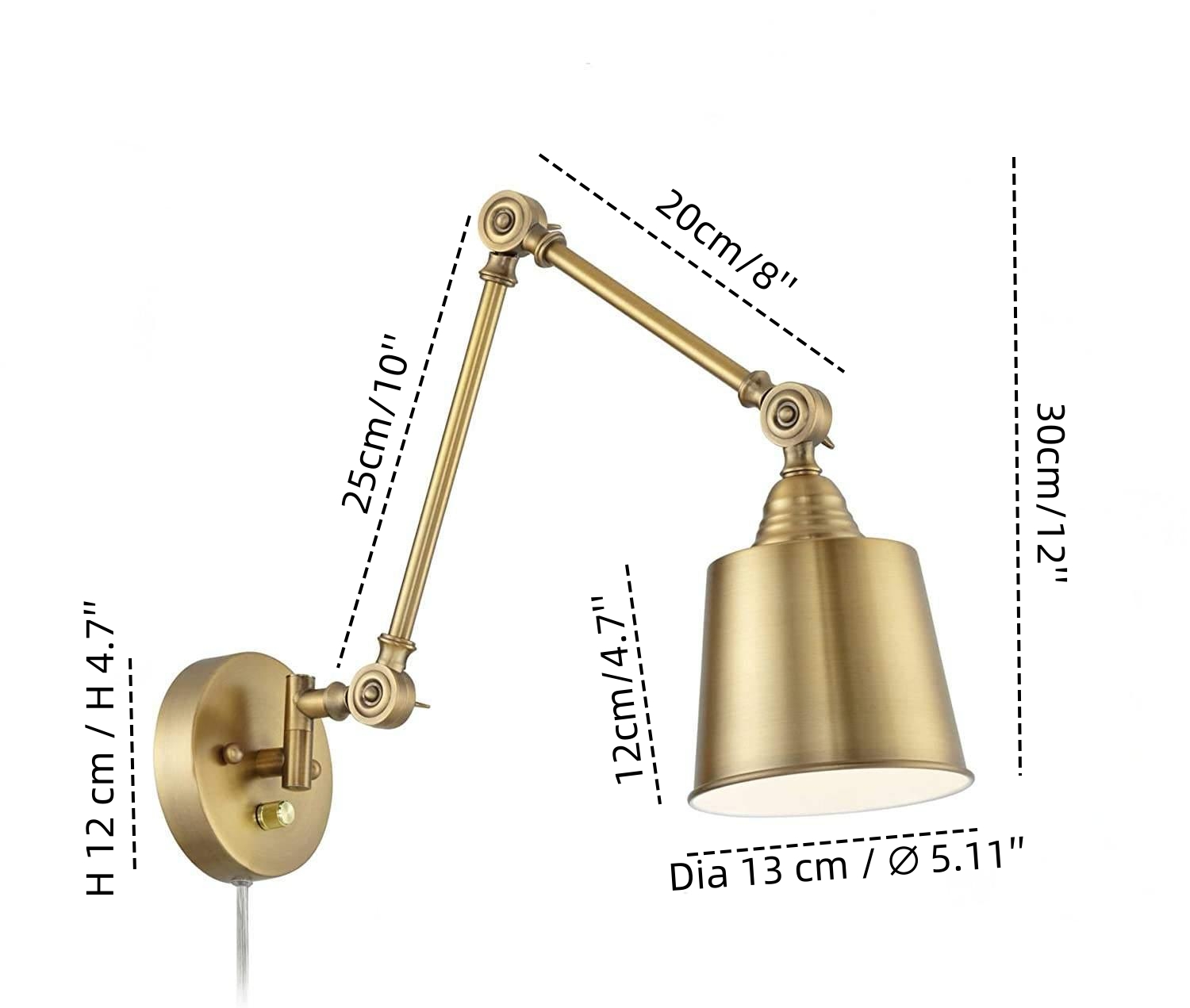 Brady wall lamp dimension diagram