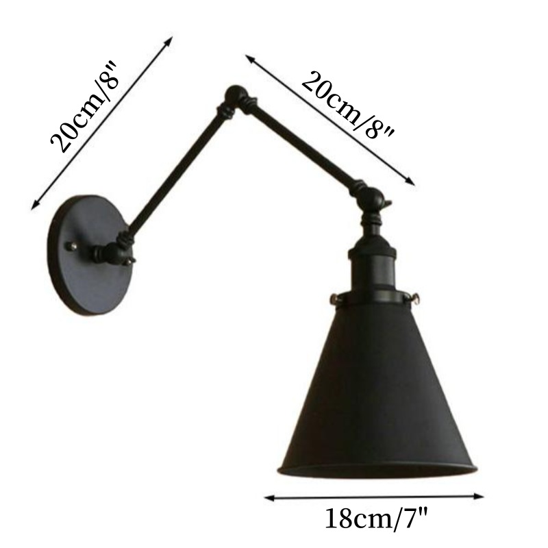 Size diagram for Dia 20 cm plus Dia 20 cm wall lamp