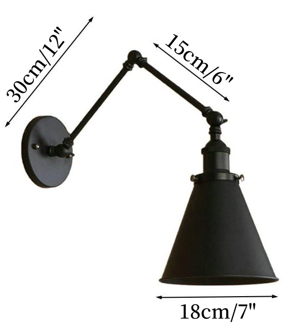 Size diagram for Dia 30 cm plus Dia 15 cm wall lamp