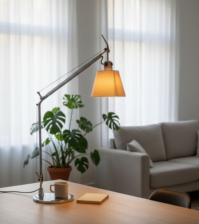 Lamp ingeschakeld met warm licht