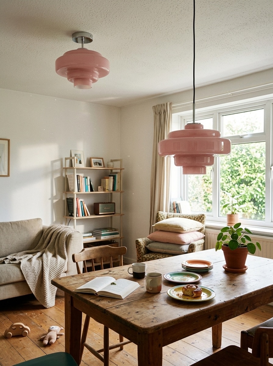 Koloro ceiling and pendant lamp in a dining room
